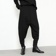 Damen Haremshose Hose Tiefer Schritt Elastisch Taille Business Freizeit Konisch