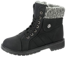 Damen Boots Stiefeletten Stiefel Winterschuhe Gefütterte Schuhe Schnür-Booty