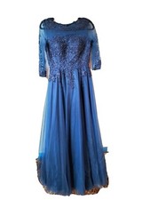 Ballkleid Abendkleid Cocktail Kleid Hochzeit Brautmutter Blau 34/36