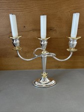 Kerzenständer 3 armig Kerzenleuchter Kandelaber Metall Silber B30 x H23 cm