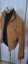 Mango, Damen Biker Übergangsjacke aus Veloursleder  S - M, Camel