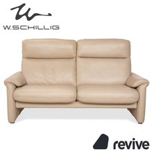 Willi Schillig Ergoline Leder Zweisitzer Creme Beige Sofa Couch manuelle