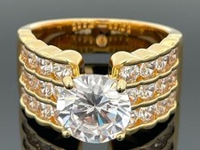 RING GR. 20 (CA.62) GELBVERGOLDET MIT ZIRKONIA SCHMUCKJAGD