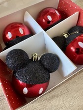Disney Mickey Mouse / Minnie Mouse Weihnachtskugeln 4 Stück Kunststoff Ornament