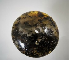 Bernstein Donut Durchmesser 42 mm Farbe Schwarz Damen Herren Amber BD006