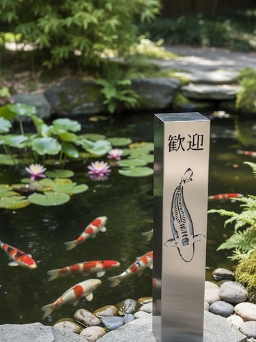 Edelstahl säule mit koi - säule, 1