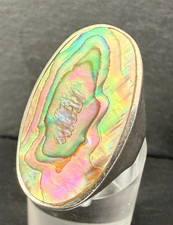 Schöner Ring Silber 925 Gr.54 mit großen Abalone Perlmutt besetzt (AN18)
