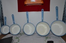 5 x Kochtopf emailiert mit Griff Topf Stielkasserolle