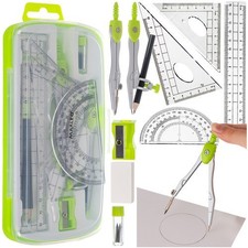 Geometrie-Set Zirkel Lineal Geodreieck Zeichendreieck Winkel Schule Set 10-tlg