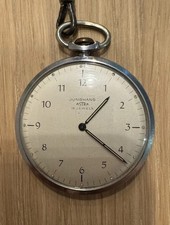 Taschenuhr Junghans Astra 15 Jewels Aufziehuhrwerk   Kette + Metallhülle