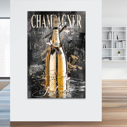 Leinwand bild champagner retro - leinwand,