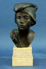 ACHILLE D'ORSI Bronzebüste Skulptur eines Scugnizzo-Kindes Neapel Italy 1800 XIX