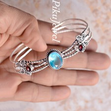 Blautopas mit Mosambik Granat