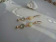 Gold Ohrringe mit Opal und grünem Amethyst,  Gold Filled