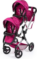 Zwillings Puppenwagen Twin Neo blau rosa Herz mit Pflegetasche 26267AA