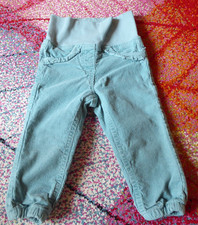 impidimpi schicke Cord-Hose Mädchen Gr. 74/80 türkis-grün, hoher Bund, Rüschen