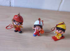 3x Monchhichi sammel figuren Sekiguchi 1979 Japan -ski, baseball, baguette