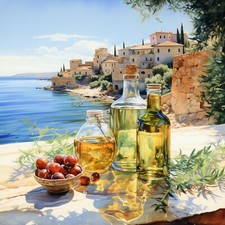 Dekobild Mediterran Landschaft Toskana Oliven Olivenöl Wandbild Küche Dekofliese