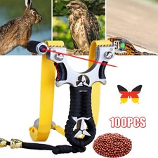 Profi Steinschleuder Set aus Robustem Stahl mit Laservisier & 100 Schlammkugeln