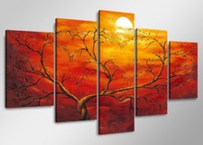 Bild 5 tlg Baum rot Leinwand