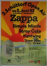 Orig. Festival Poster 3.Schüttorf Open Air 5.6.82 Zappa Simple Minds Stray Cats