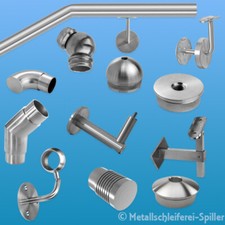 Edelstahl Geländer Handlauf 42,4x2 Halter Rohr Verbinder Endstück Kappen Zubehör