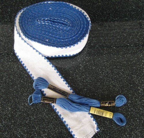 Stickband borte weiß - stickband, blauem