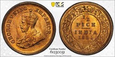 1921C British India 1/2 Pice
