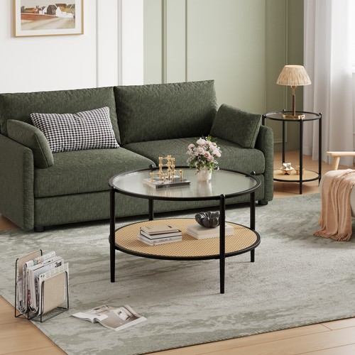 Couchtisch rund rattan - rattan, 2