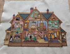Puppenhaus Haus fertig gestickt Victorian doll house cross stitch Kreuzstich
