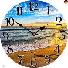 TAHEAT 20 cm Meer Strand Wanduhr, Klein Schöne Modern Badezimmer Uhr, Ohne 