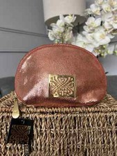 BIBA Clutch Kulturtasche orange Leder metallic Schlangenmuster Kosmetik Reise NEU