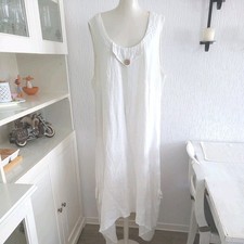 Maxikleid, D'celli, Zipfelkleid, Leinenkleid,Weiß, Gr.4,XL, Trägerkleid 