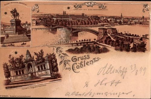 Litho koblenz rhein kaiser - rhein,,