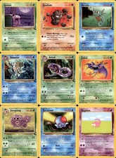 9 Pokemon Karten Fossil Edition Grimer / Geodude / Horsea / Omastar / Arbok #op2