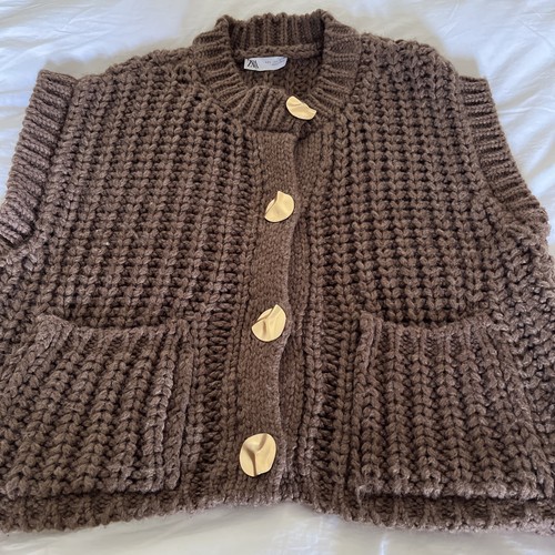 Zara strick weste braun - gr.l,