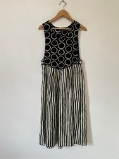 Gudrun Sjoden Kleid kleine Größe 10 mittel schwarz gestreift Leinenmix Matsumoto