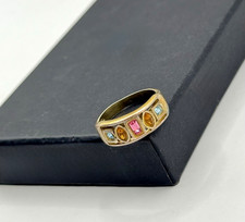 Wunderschöner 925 Silber Ring vergoldet – bunte Steine, elegantes Design Gr.52