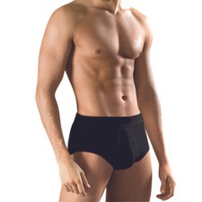 Herren Slip Unterhose mit Eingriff Feinripp Baumwolle Schwarz Größe 5-10 (S-3XL)