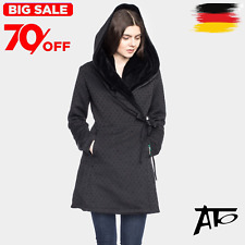 ATO Berlin Damen Wollmantel Cynthia Gr. S tailliert schwarz warm Kapuze elegant