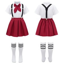 Mädchen Schulmädchen Kostüm Schuluniform Hemd + Rock + Socken Schule Outfits