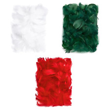 450 Stück Deko Federn Weiß Dunkelgrün Rot Vogelfedern 30g Flaumfedern Schmuck