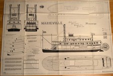 Bauplan: Mississippi Raddampfer Marieville / von V. Lusci / 1 Blatt