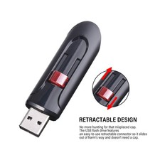 Schwarz 2.0 USB-Sticks 64GB 16G Schieben USB Flash-Laufwerk 32GB Kompatibel TV