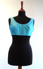 Empire Oberteil türkis Wildseide Dupionseiden Top Original Theater Kostüm Fundus