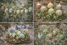 72 STK Wachteleier Natur Grün