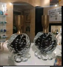Murano Glass Venetian Controlled Bubbles Lamps Pair Art Glass
