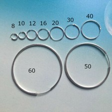 Sterling Silber 925 Creolen einzeln oder als Paar Ø 8 mm - 80 mm 1,2 mm zierlich