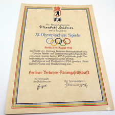 Olympische Spiele 1936 - BVG Urkunde - selten