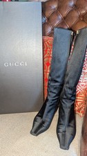 Gucci 1998 Tom Ford Satin Leder Kniehohe Stiefel Glitzer G Harvey Nichols 